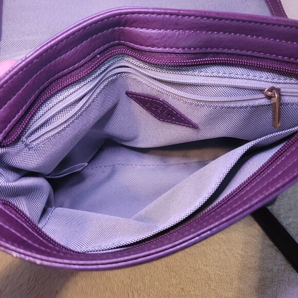 Fossil Small Crossbody Bag Maya Shoulder Purse Purple Multi Stripe Leather - Picture 5 of 12